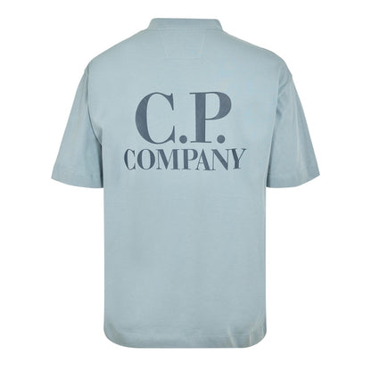 Dove Blue - Back - C.P. Company Mens Double Logo Cotton Relaxed Fit Casual T-Shirt