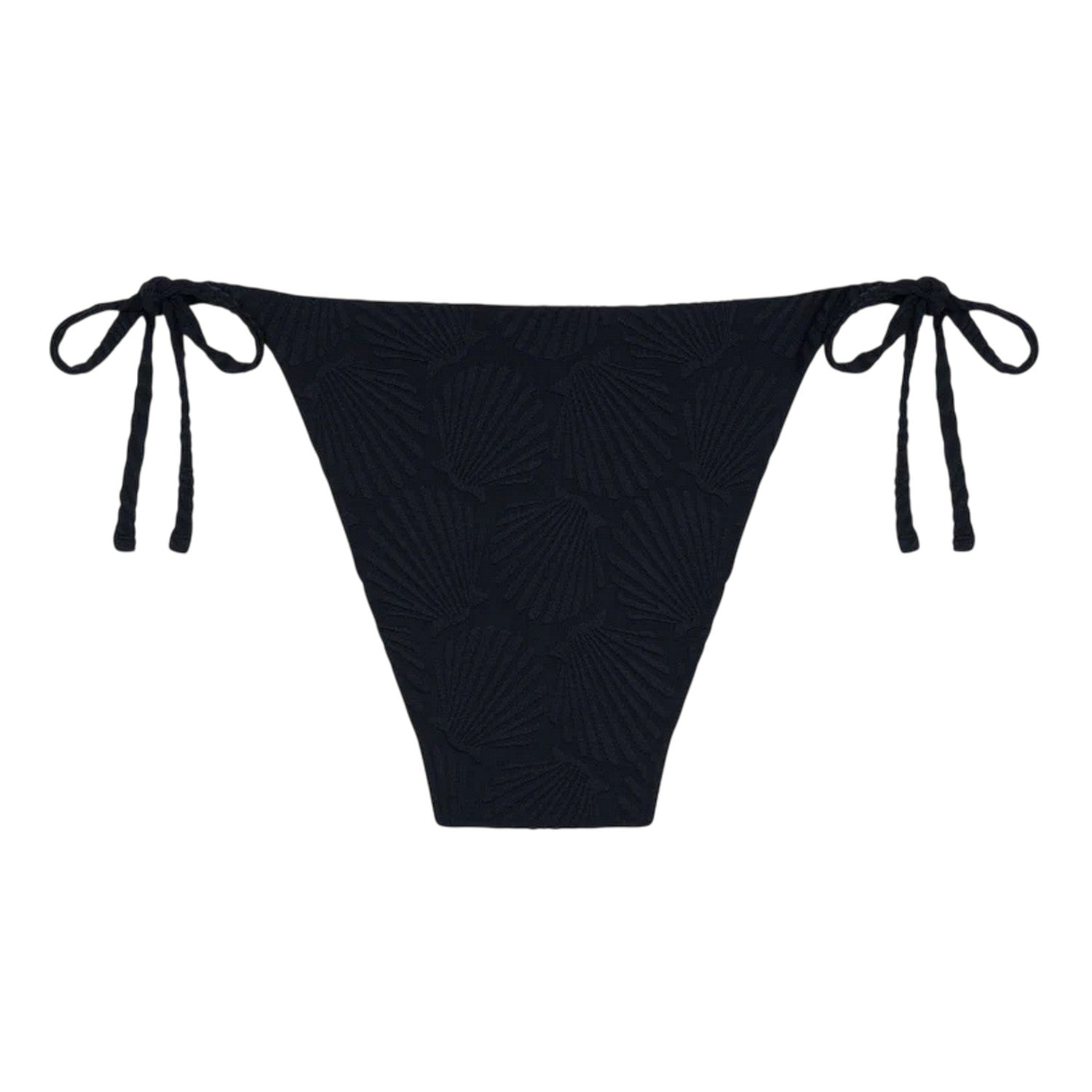 Black - Back - Chelsea Womens-Ladies Scallop Textured Side Tie Bikini Bottoms