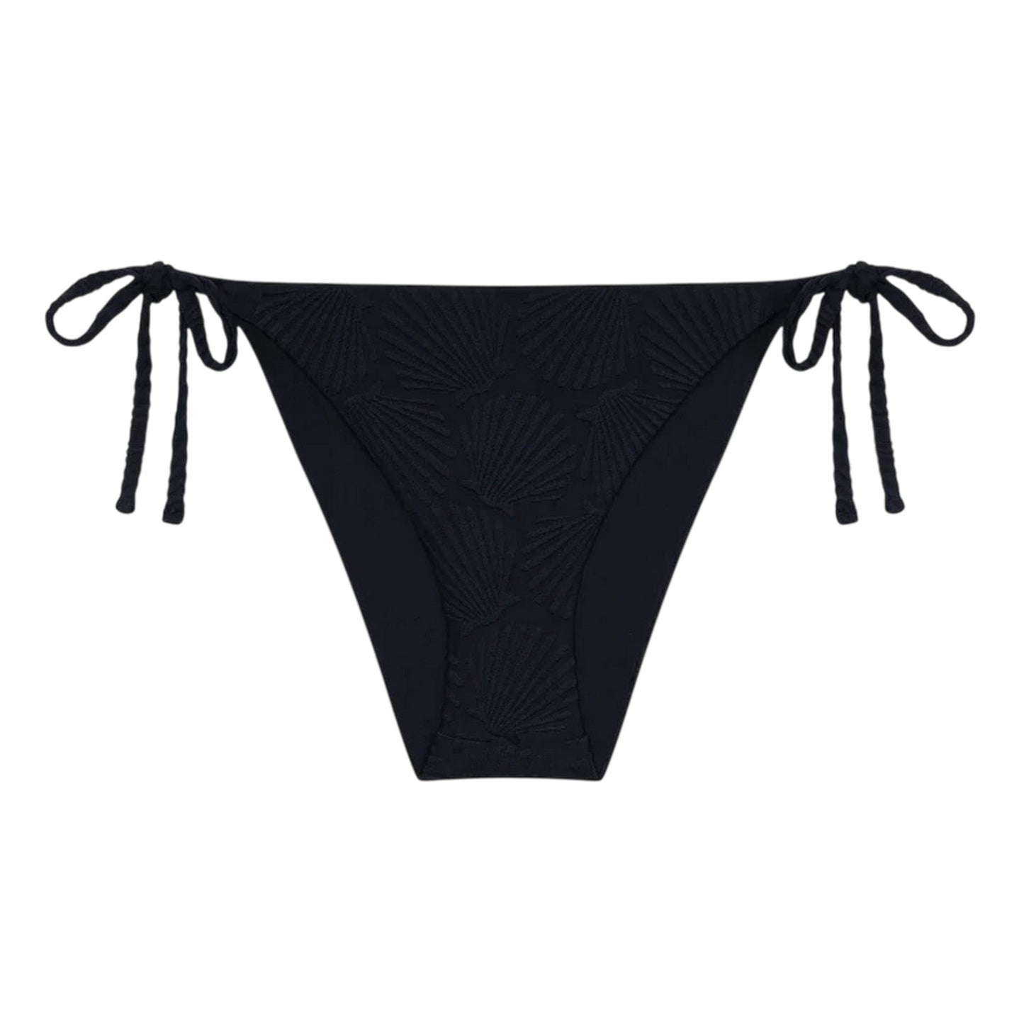 Black - Front - Chelsea Womens-Ladies Scallop Textured Side Tie Bikini Bottoms