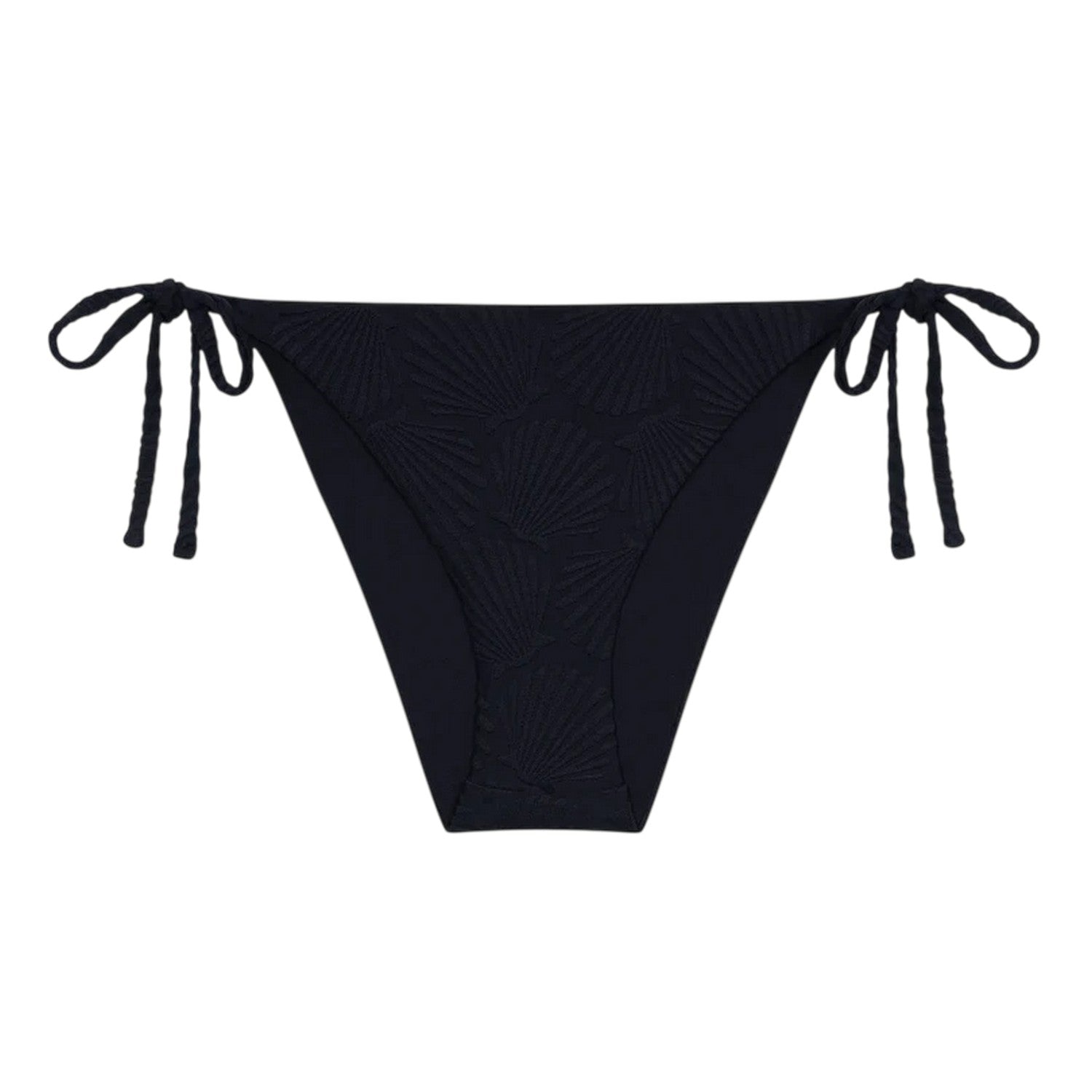 Black - Front - Chelsea Womens-Ladies Scallop Textured Side Tie Bikini Bottoms