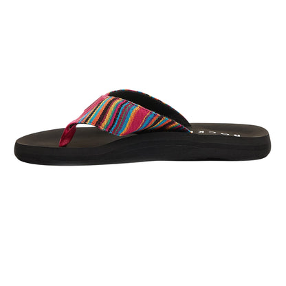 Pink - Side - Rocket Dog Womens-Ladies Adios Dexter Cotton Flatform Flip Flops