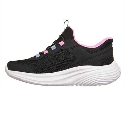Black-Pink - Side - Skechers Childrens-Kids Bounder Trainers