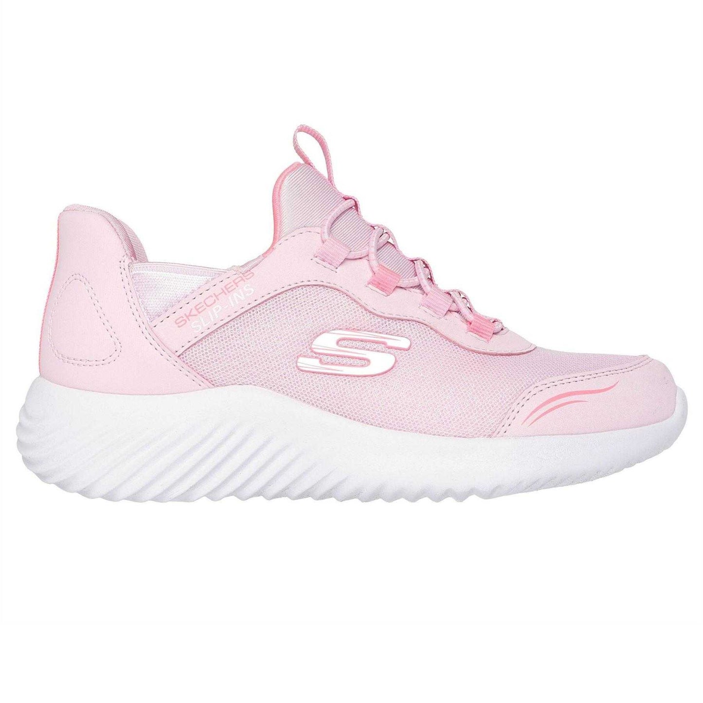 Light Pink-White - Front - Skechers Childrens-Kids Bounder Trainers