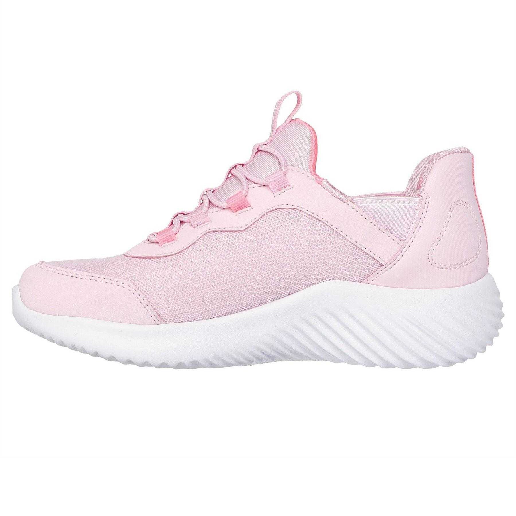 Light Pink-White - Side - Skechers Childrens-Kids Bounder Trainers