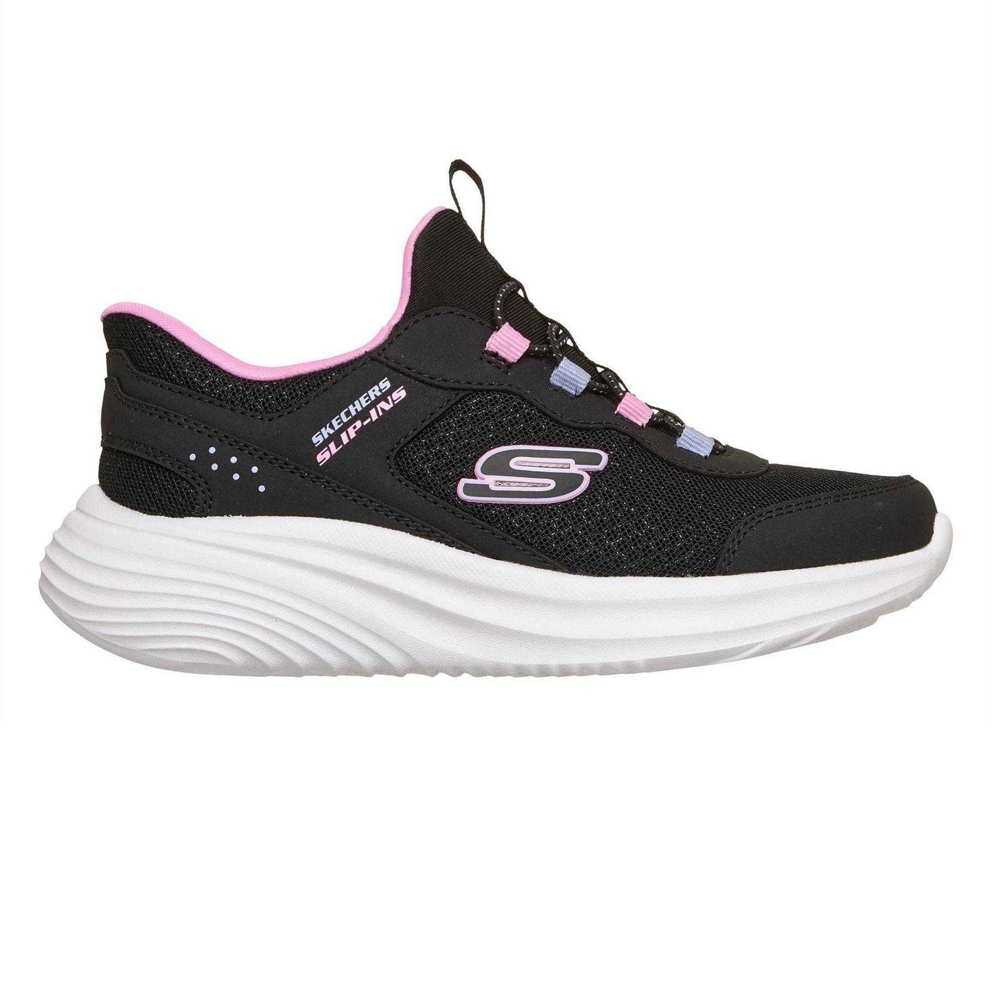 Black-Pink - Front - Skechers Childrens-Kids Bounder Trainers