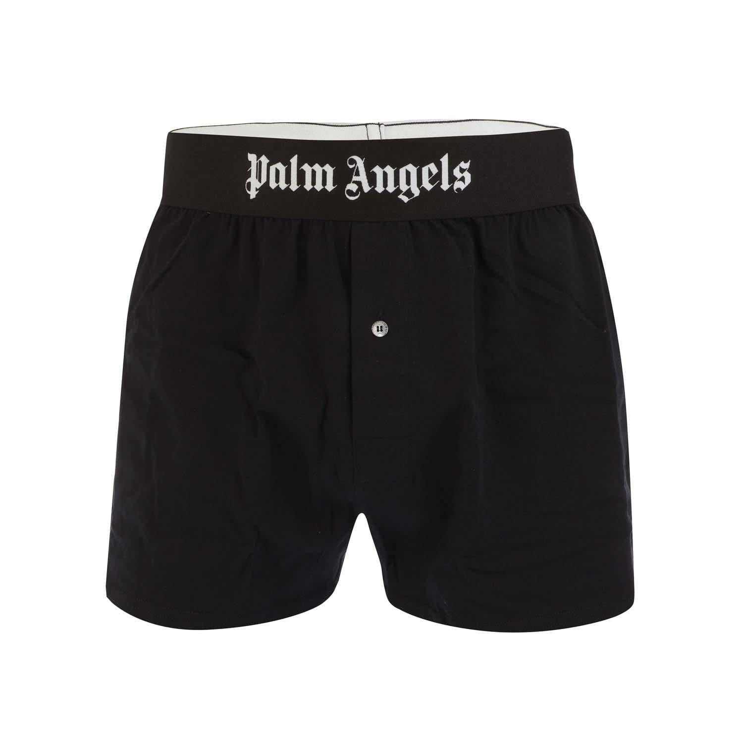 Black-White - Front - Palm Angels Mens Long Length Boxer Shorts