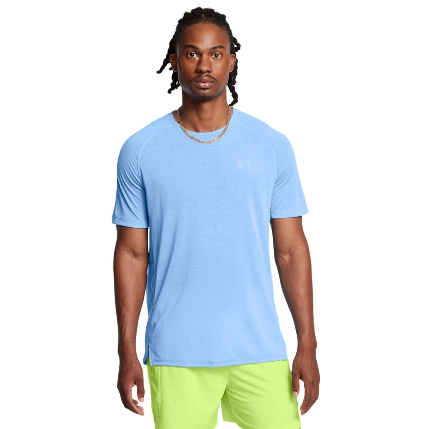 Blue - Side - Under Armour Mens Launch Trail T-Shirt