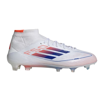 White-Blue - Front - Adidas Womens-Ladies F50 Elite Mid Cut Firm Ground Football Boots