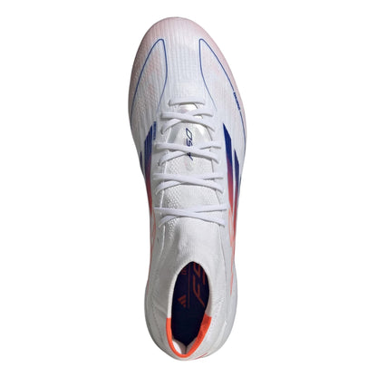 White-Blue - Side - Adidas Womens-Ladies F50 Elite Mid Cut Firm Ground Football Boots