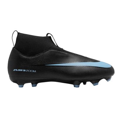 Black-Blue - Front - Nike Childrens-Kids Mercurial Superfly 10 Firm Ground Football Boots