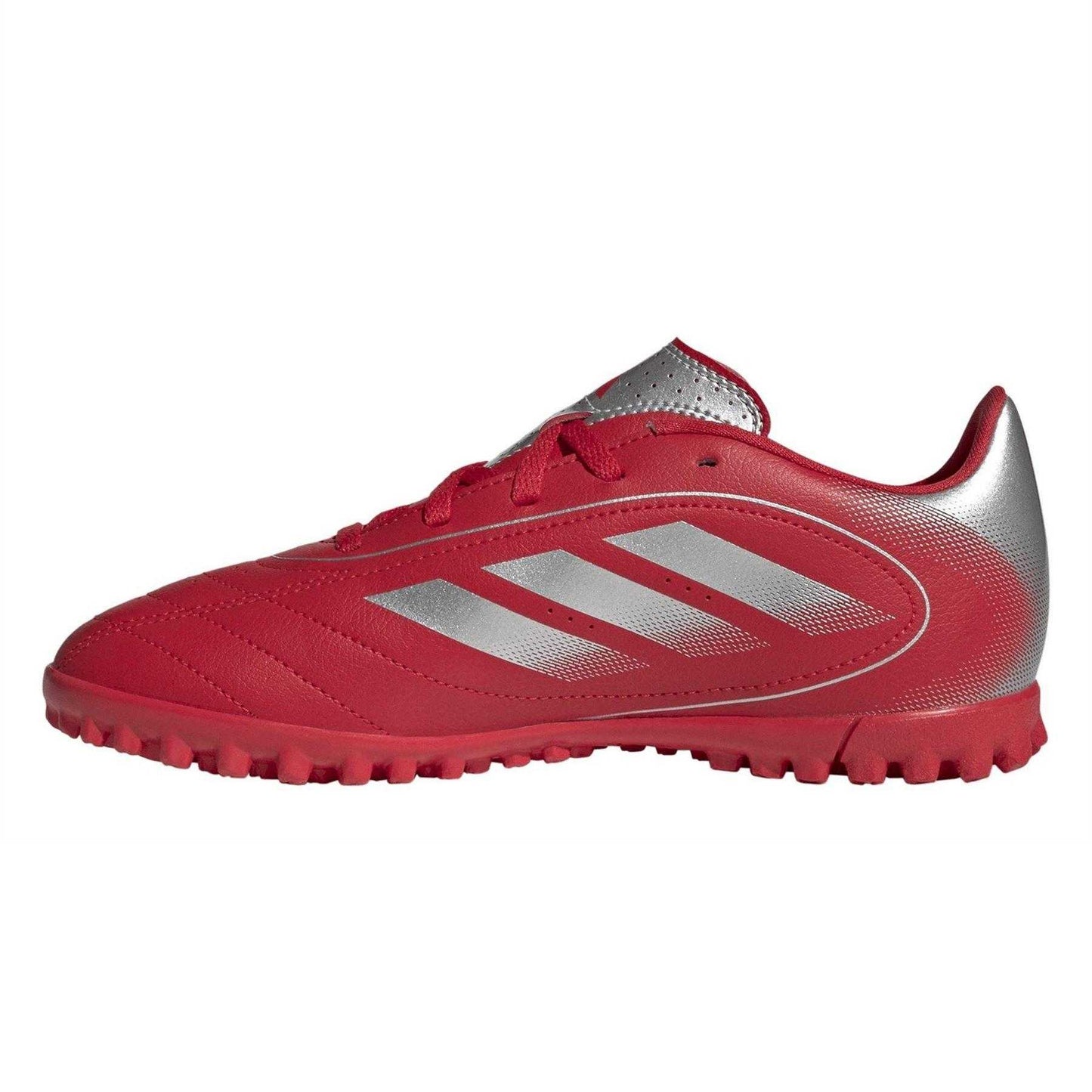 Red-Silver - Side - Adidas Childrens-Kids Goletto Leather Astro Turf Trainers