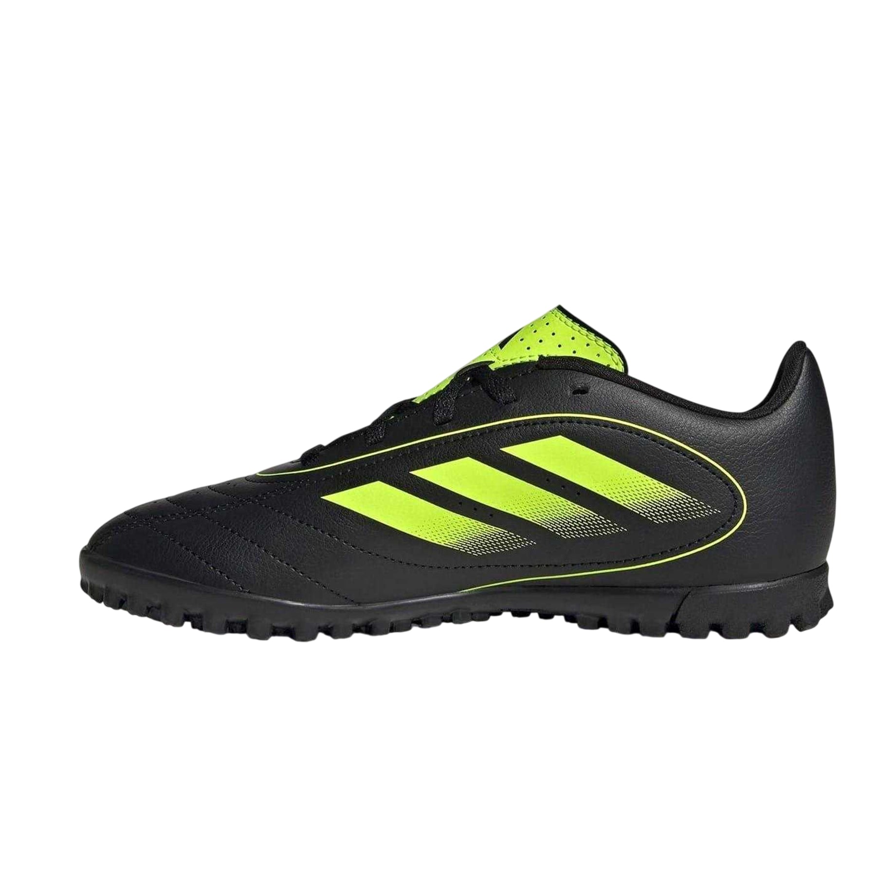 Black-Lemon - Side - Adidas Childrens-Kids Goletto Leather Astro Turf Trainers
