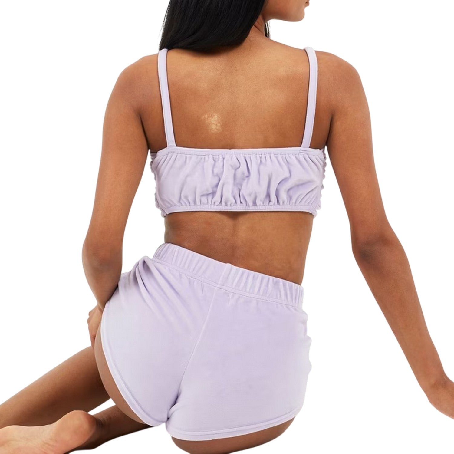 Purple - Back - Brave Soul Womens-Ladies V Neck Sleeveless Loungewear Set