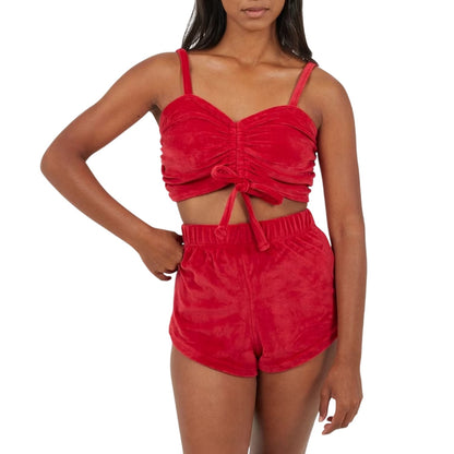 Red - Front - Brave Soul Womens-Ladies V Neck Sleeveless Loungewear Set