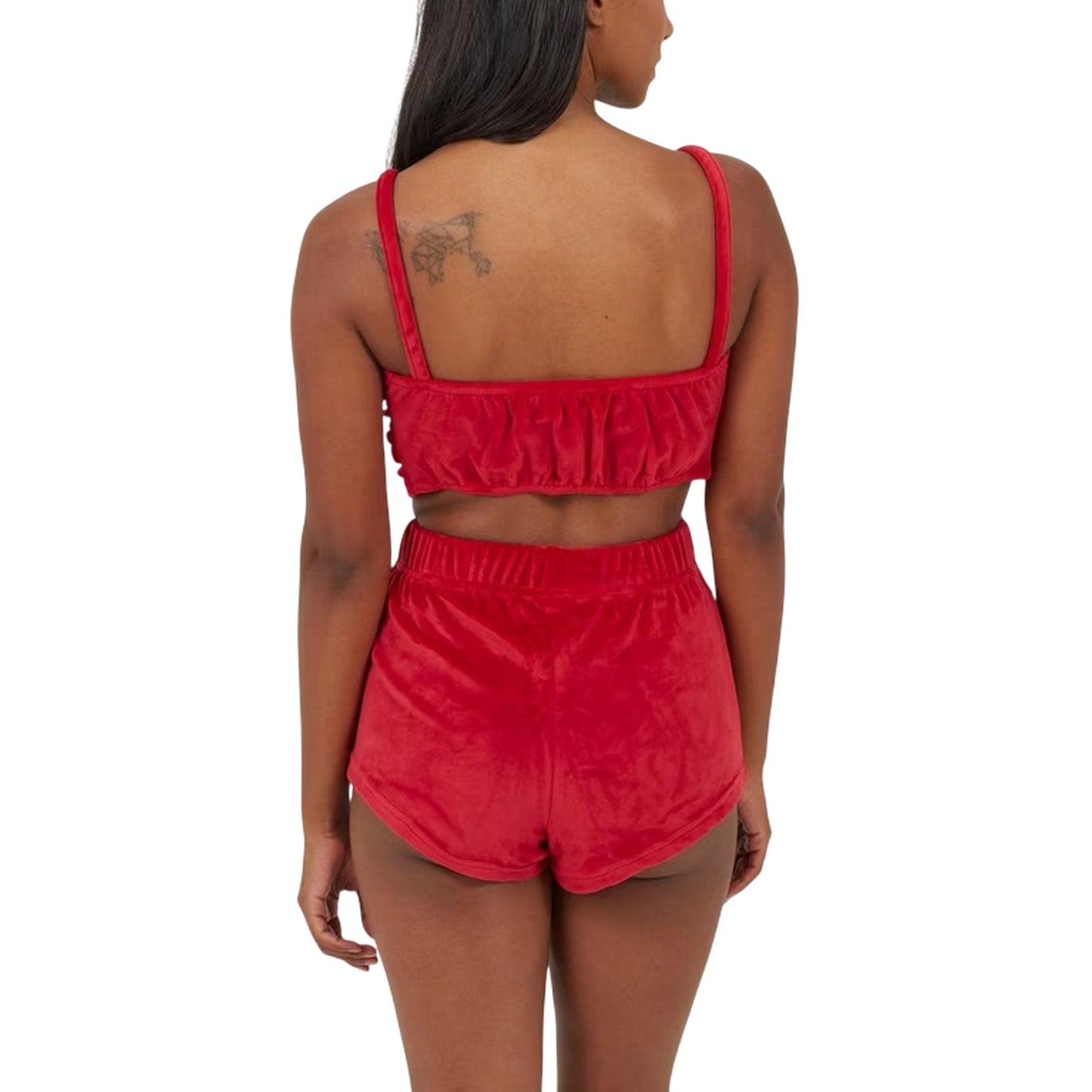 Red - Back - Brave Soul Womens-Ladies V Neck Sleeveless Loungewear Set