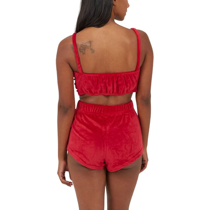 Red - Back - Brave Soul Womens-Ladies V Neck Sleeveless Loungewear Set