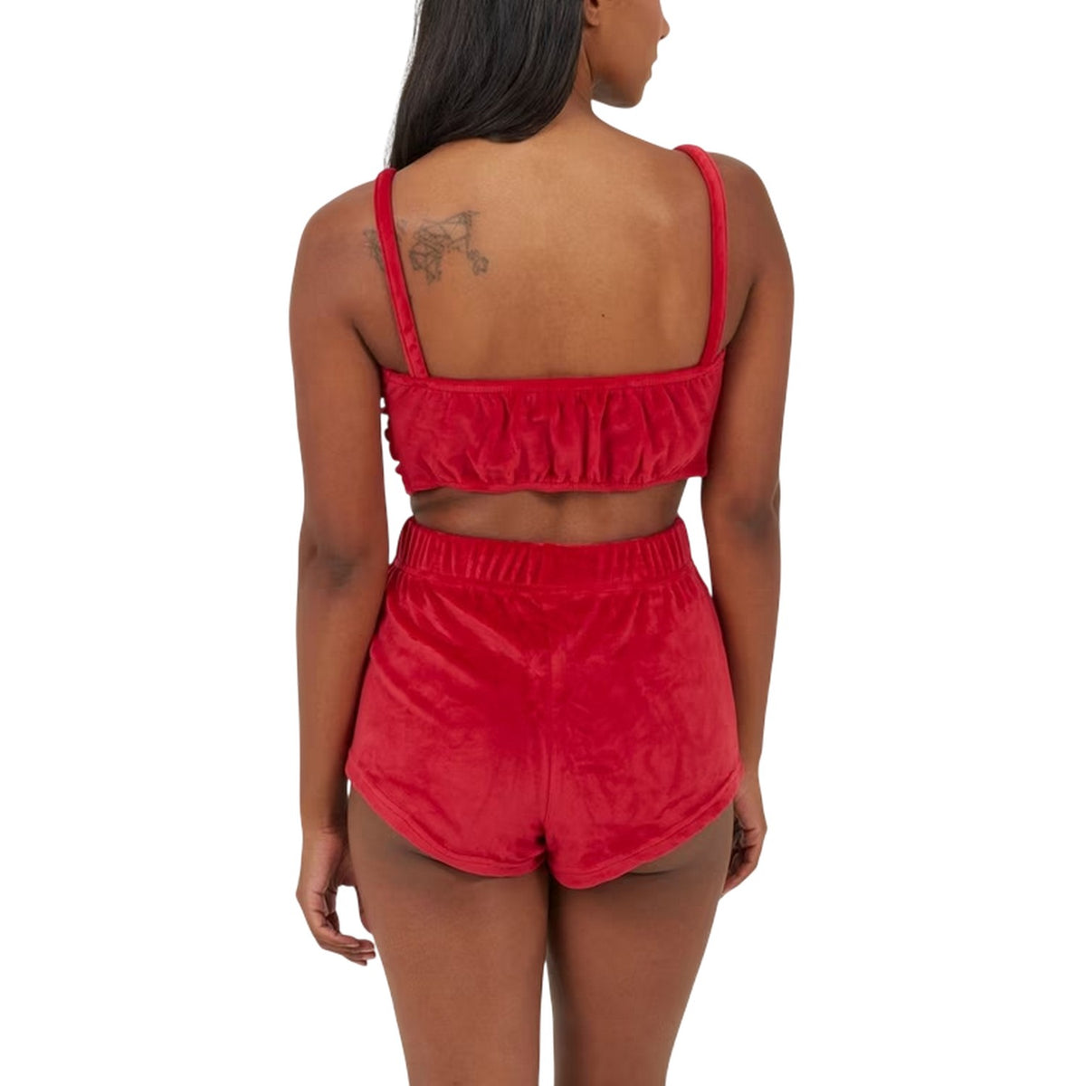 Red - Back - Brave Soul Womens-Ladies V Neck Sleeveless Loungewear Set
