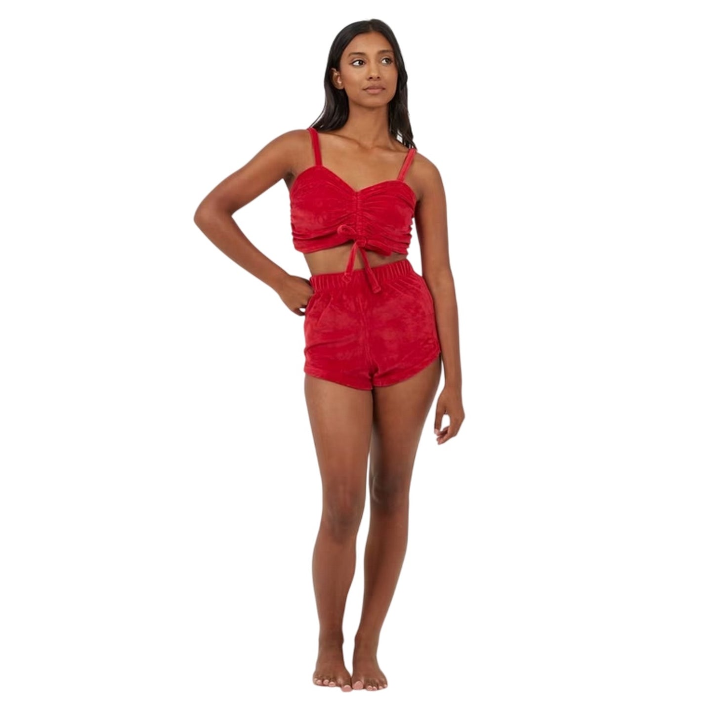Red - Side - Brave Soul Womens-Ladies V Neck Sleeveless Loungewear Set