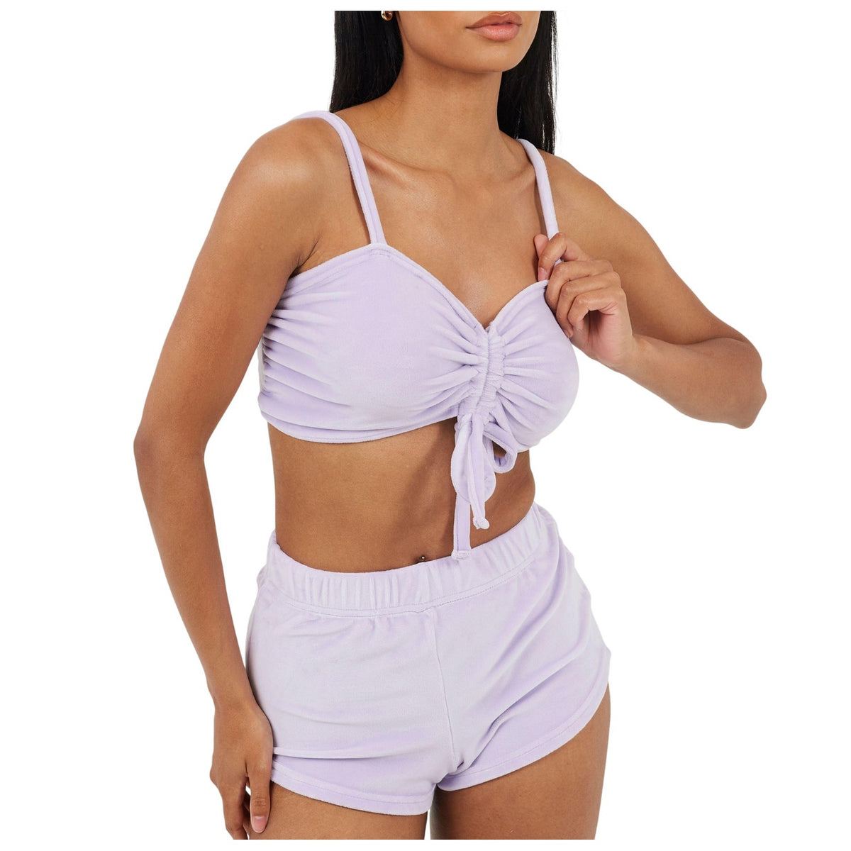 Purple - Front - Brave Soul Womens-Ladies V Neck Sleeveless Loungewear Set