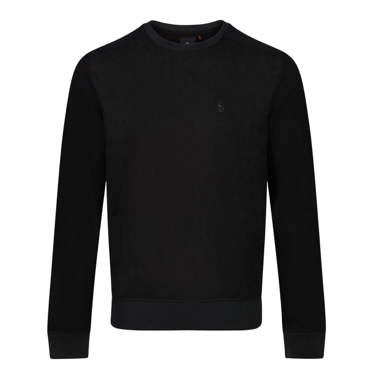Black - Front - Luke 1977 Mens Torin Faux Suede Crew Neck Sweatshirt