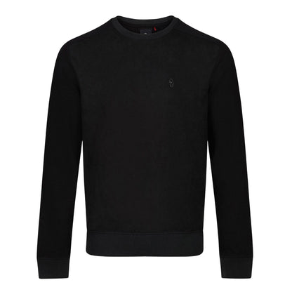 Black - Front - Luke 1977 Mens Torin Faux Suede Crew Neck Sweatshirt