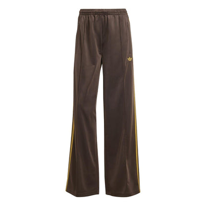 Dark Brown-Praline Brown - Front - Adidas Womens-Ladies Firebird Polyester 3 Stripes Loose Tracksuit Bottoms
