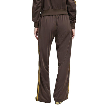 Dark Brown-Praline Brown - Back - Adidas Womens-Ladies Firebird Polyester 3 Stripes Loose Tracksuit Bottoms