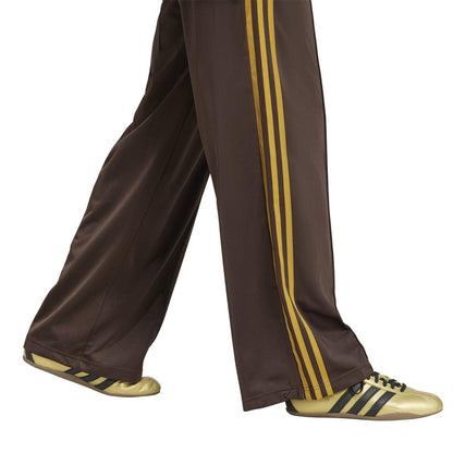 Dark Brown-Praline Brown - Side - Adidas Womens-Ladies Firebird Polyester 3 Stripes Loose Tracksuit Bottoms