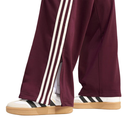 Maroon - Lifestyle - Adidas Womens-Ladies Firebird Polyester 3 Stripes Loose Tracksuit Bottoms