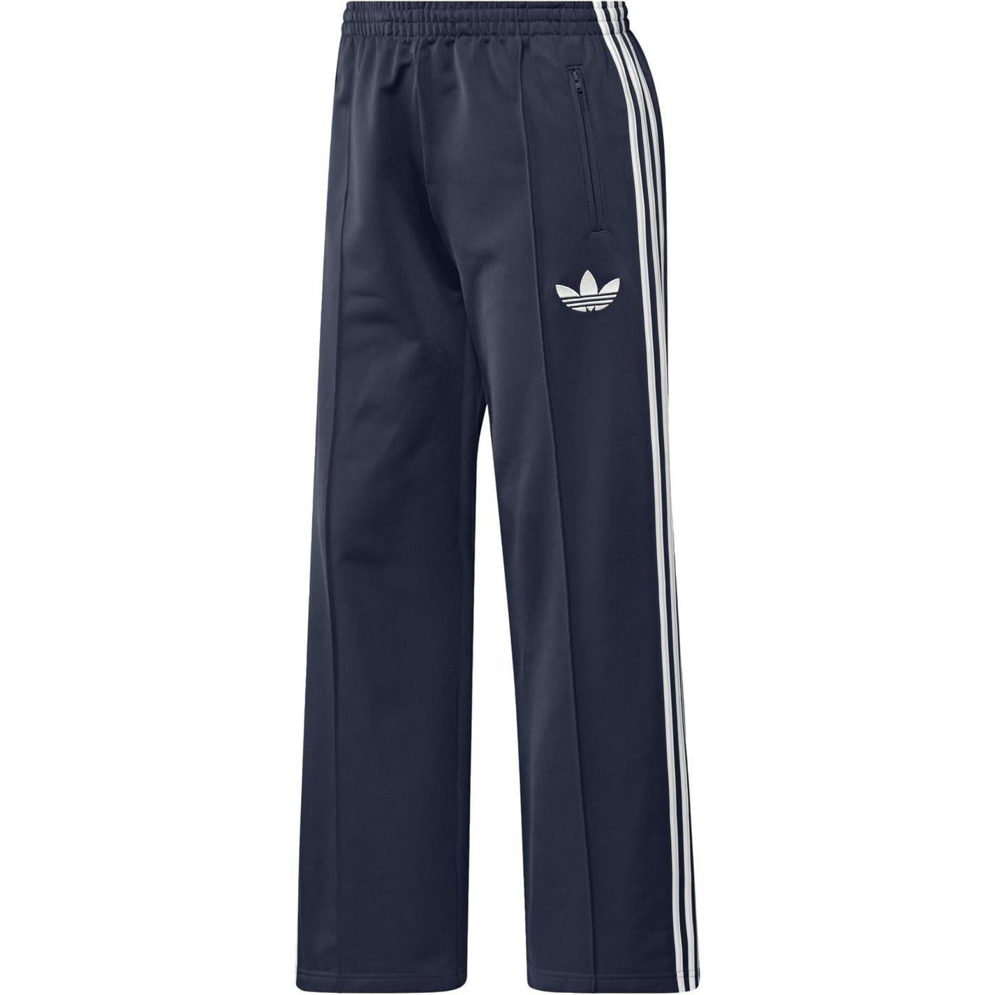 Night Indigo - Front - Adidas Womens-Ladies Firebird Polyester 3 Stripes Loose Tracksuit Bottoms
