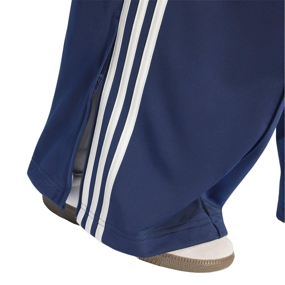 Night Indigo - Side - Adidas Womens-Ladies Firebird Polyester 3 Stripes Loose Tracksuit Bottoms