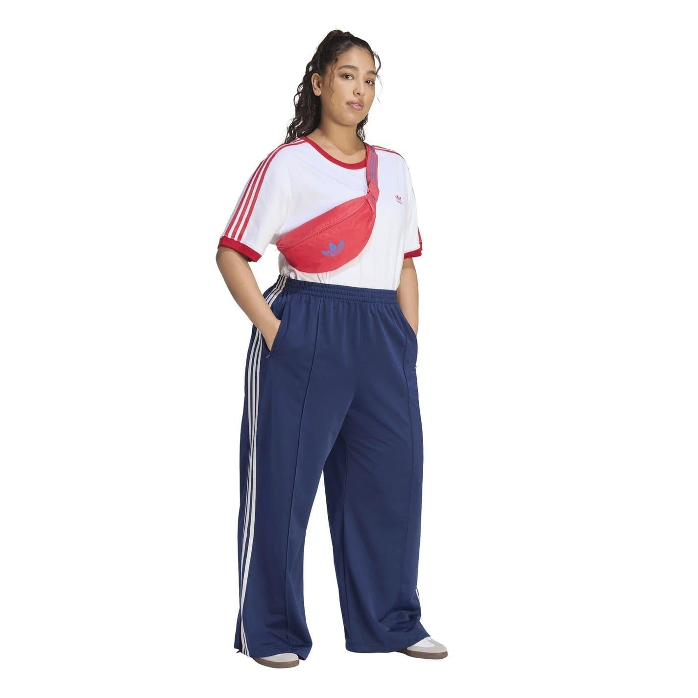 Night Indigo - Lifestyle - Adidas Womens-Ladies Firebird Polyester 3 Stripes Loose Tracksuit Bottoms