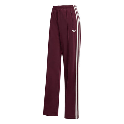 Maroon - Front - Adidas Womens-Ladies Firebird Polyester 3 Stripes Loose Tracksuit Bottoms