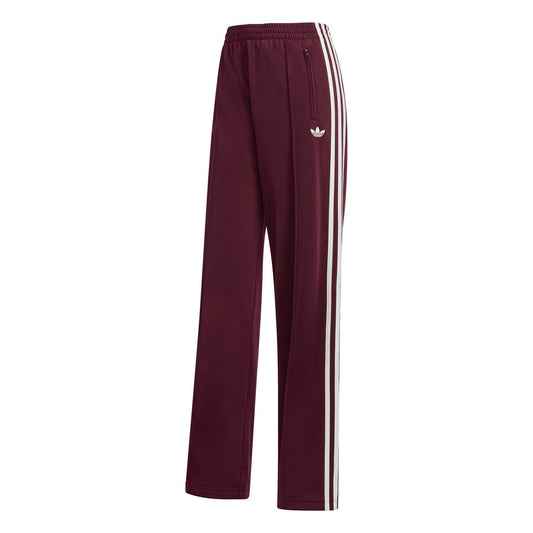 Maroon - Front - Adidas Womens-Ladies Firebird Polyester 3 Stripes Loose Tracksuit Bottoms