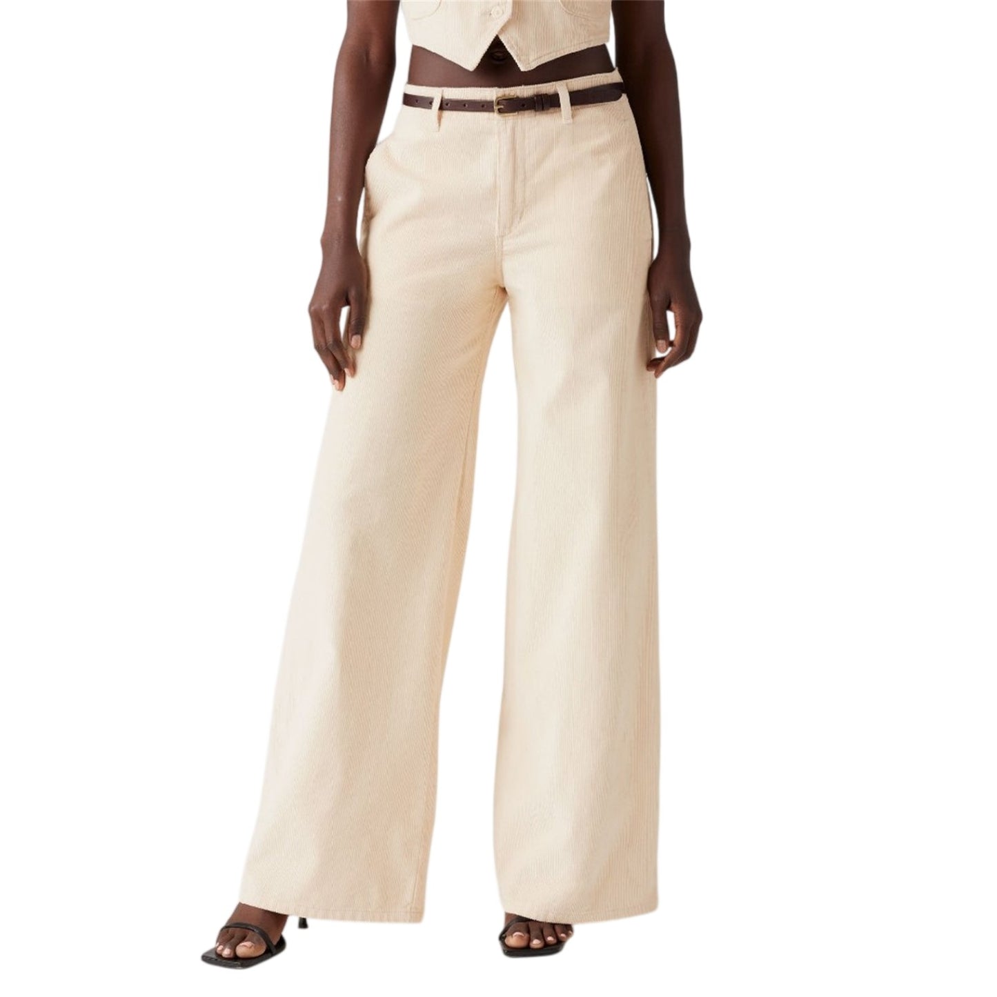 White - Side - Levis Womens-Ladies Big Yikes Wide Leg Chinos