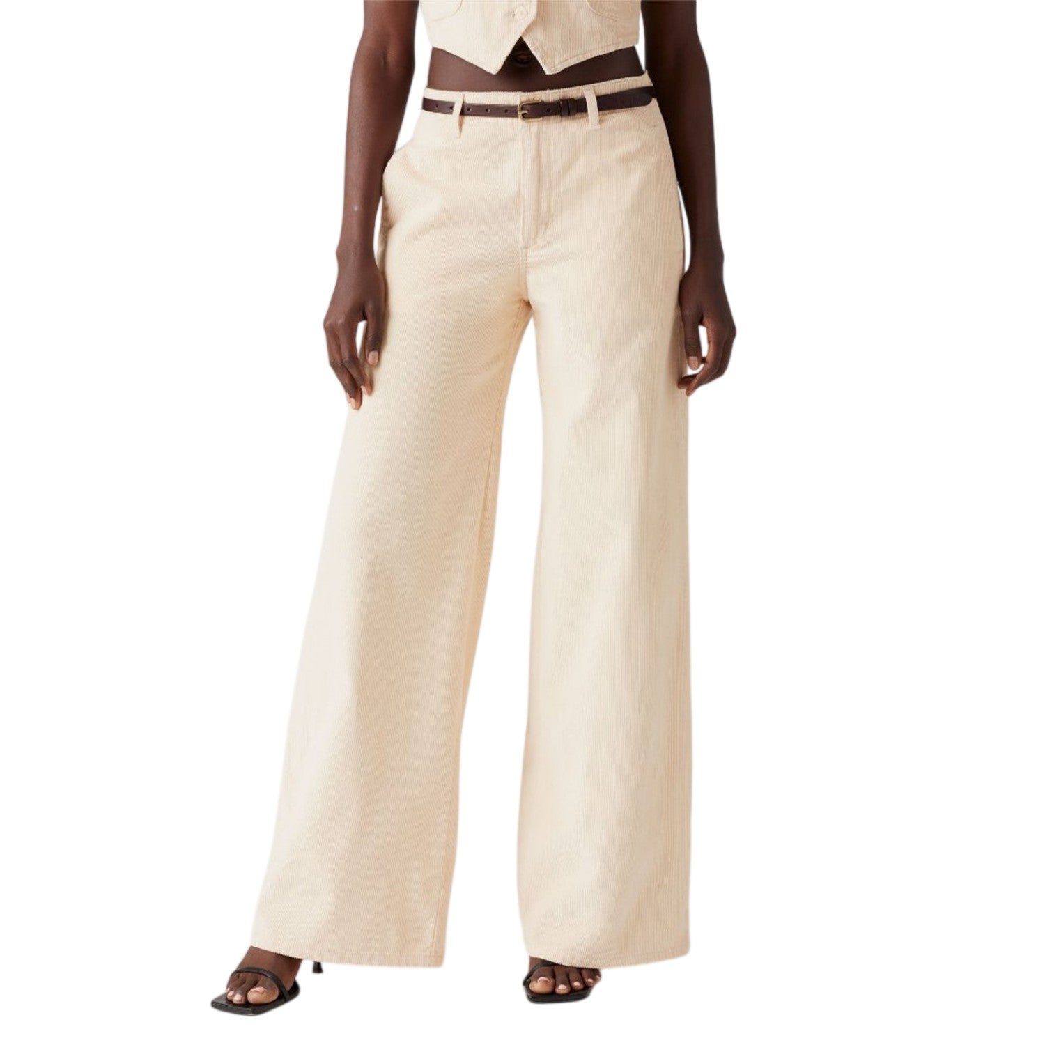 White - Side - Levis Womens-Ladies Big Yikes Wide Leg Chinos
