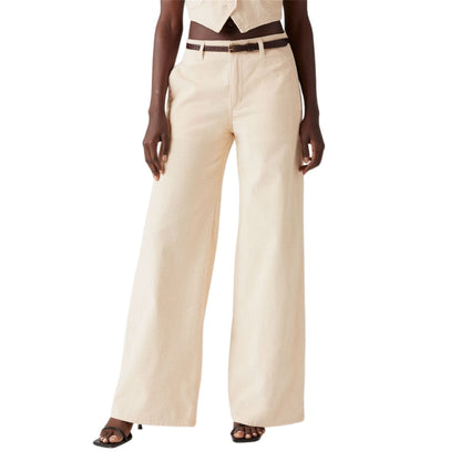 White - Side - Levis Womens-Ladies Big Yikes Wide Leg Chinos