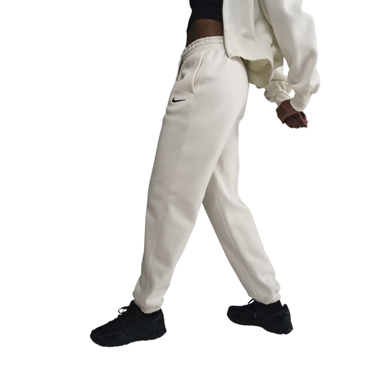 Sail-Black - Side - Nike Womens-Ladies Fleece Joggers