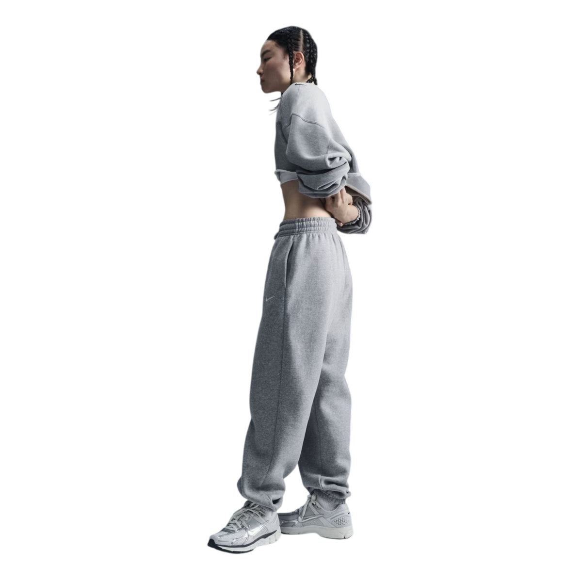 Dark Grey Heather - Back - Nike Womens-Ladies Fleece Joggers