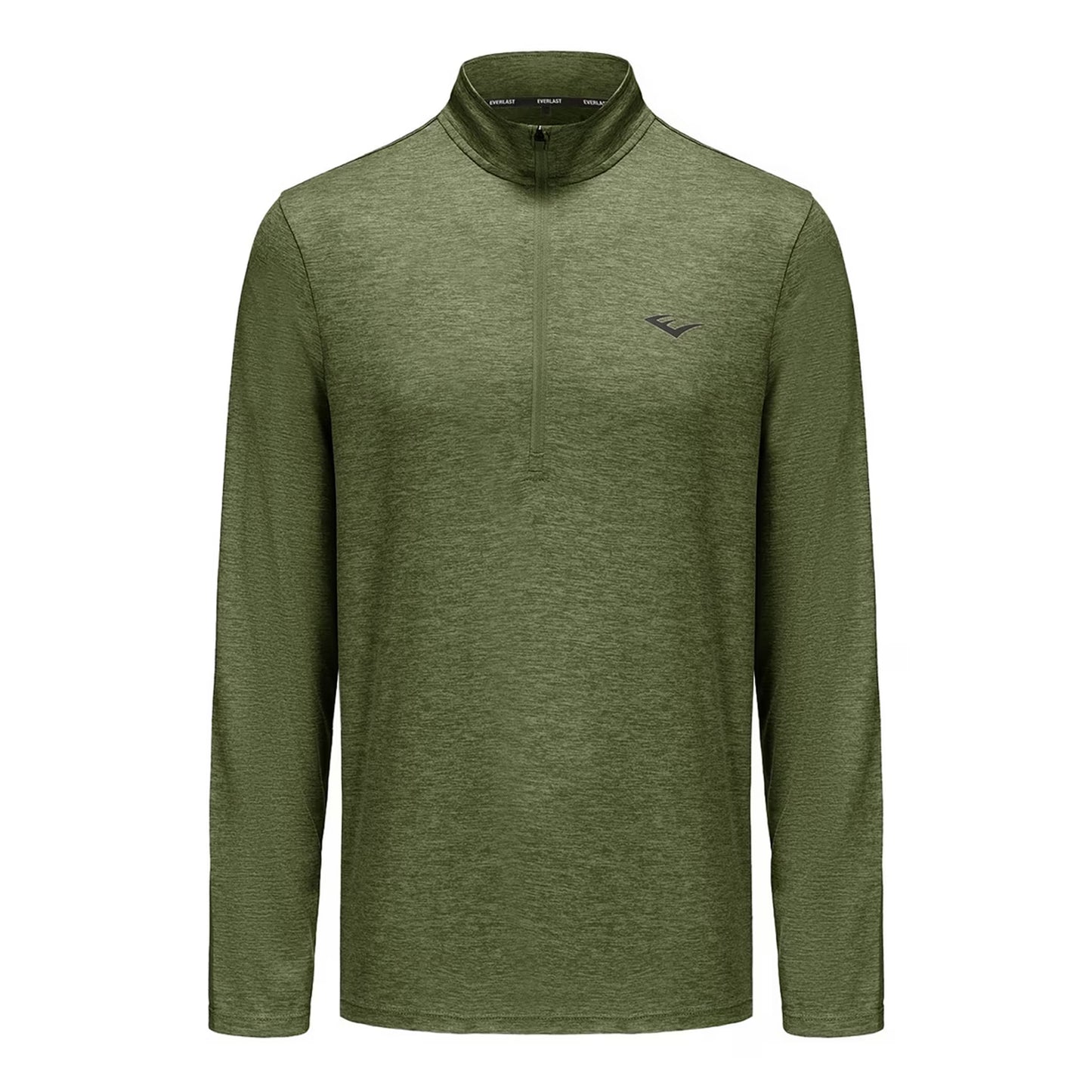 Khaki Green Marl - Front - Everlast Mens Mock Neck Regular Long-Sleeved Top
