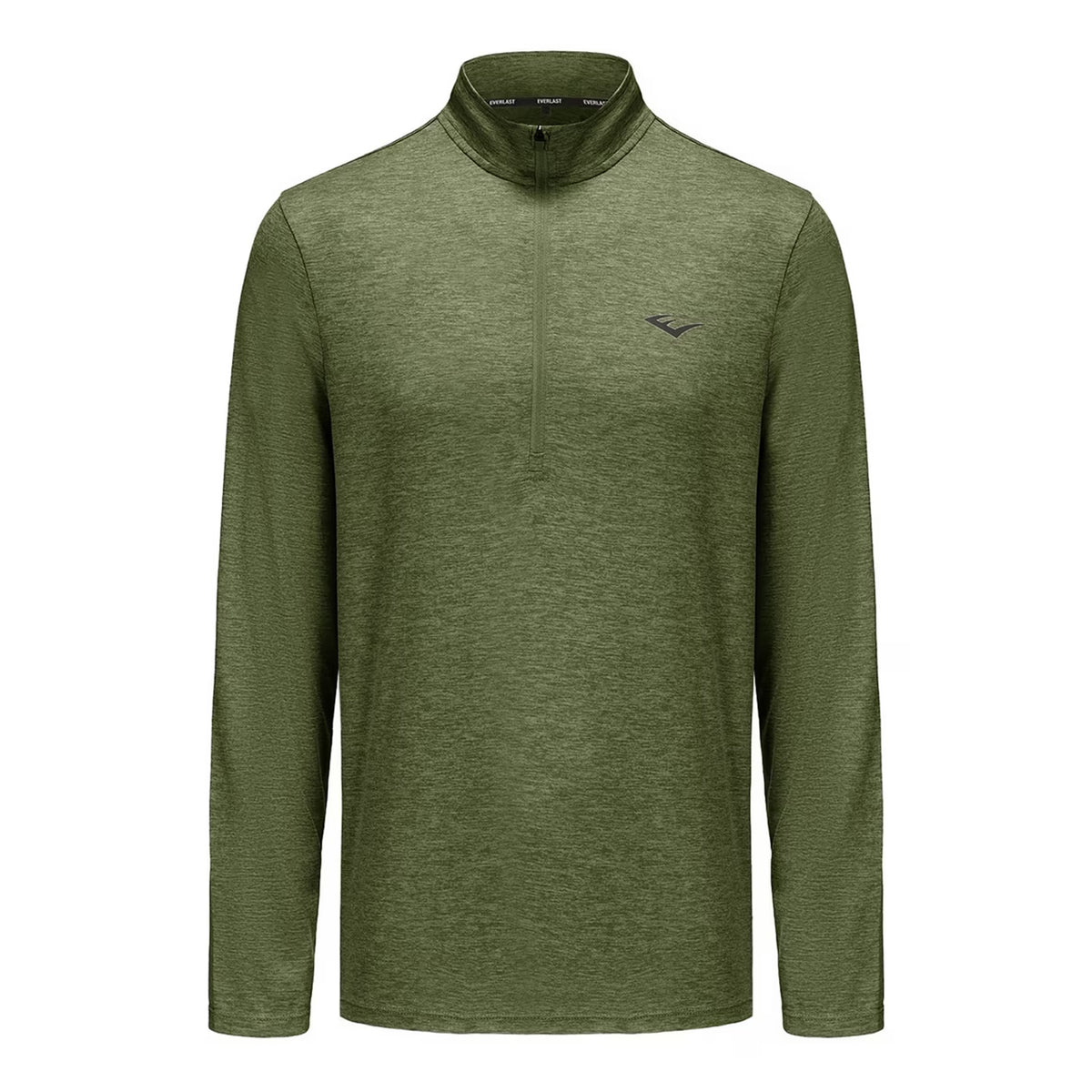 Khaki Green Marl - Front - Everlast Mens Mock Neck Regular Long-Sleeved Top