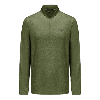 Khaki Green Marl - Front - Everlast Mens Mock Neck Regular Long-Sleeved Top