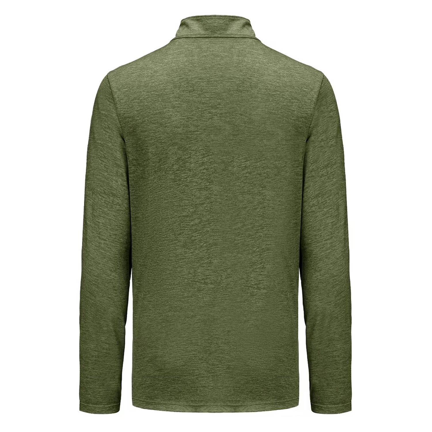 Khaki Green Marl - Back - Everlast Mens Mock Neck Regular Long-Sleeved Top