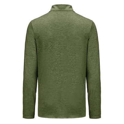 Khaki Green Marl - Back - Everlast Mens Mock Neck Regular Long-Sleeved Top