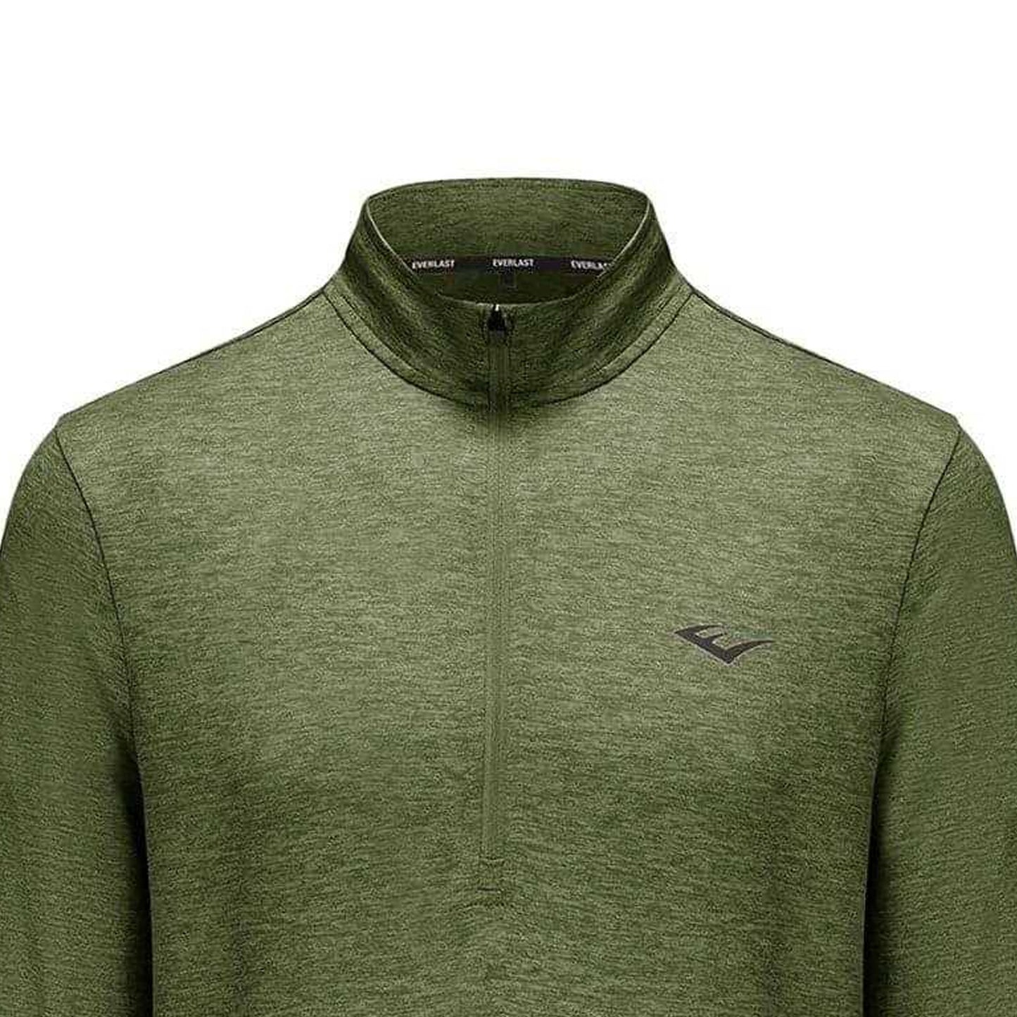 Khaki Green Marl - Side - Everlast Mens Mock Neck Regular Long-Sleeved Top