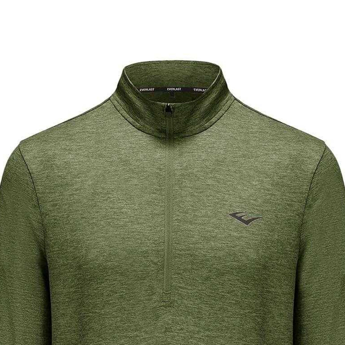 Khaki Green Marl - Side - Everlast Mens Mock Neck Regular Long-Sleeved Top