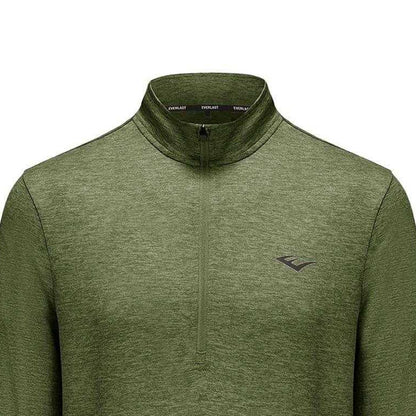 Khaki Green Marl - Side - Everlast Mens Mock Neck Regular Long-Sleeved Top