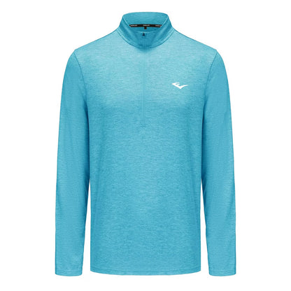 Cyan-White - Front - Everlast Mens Mock Neck Regular Long-Sleeved Top