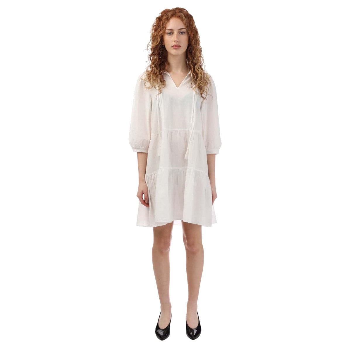 White - Front - Vero Moda Womens-Ladies Pretty 3-4 Sleeve Mini Dress
