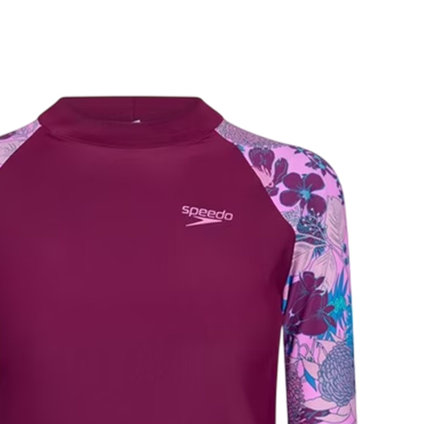 Purple-Blue - Side - Speedo Womens-Ladies Floral Long-Sleeved Modesty Swimsuit